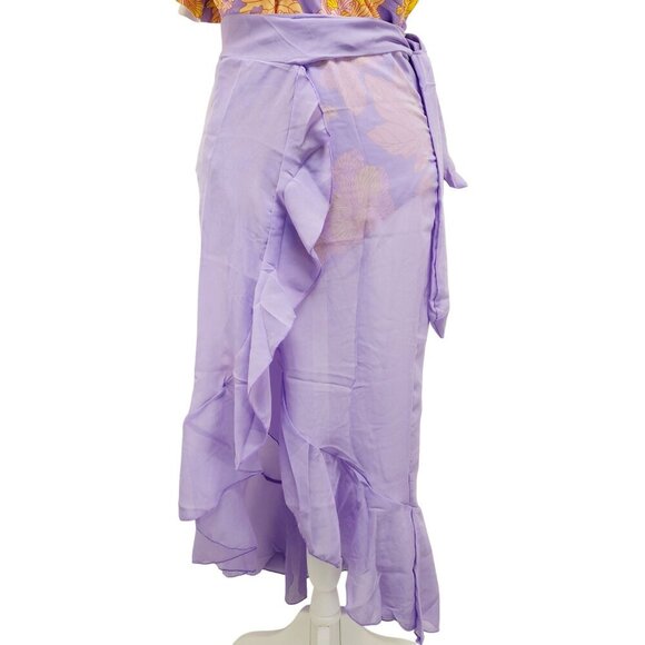 Floral One-Shoulder Ruffled Swimsuit V Neckline Yellow Lavender Womens Size XL - Picture 13 of 15